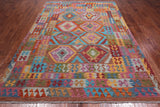 Reversible Kilim Flat Weave Wool On Wool Rug - 6' 10" X 9' 9"