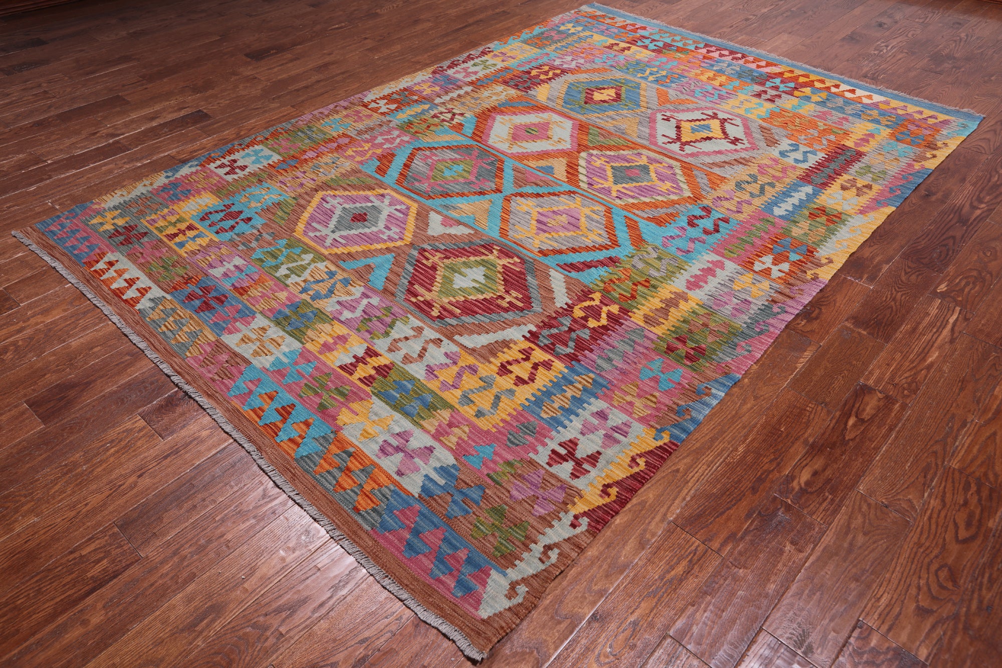 Reversible Kilim Flat Weave Wool On Wool Rug - 6' 10" X 9' 9"