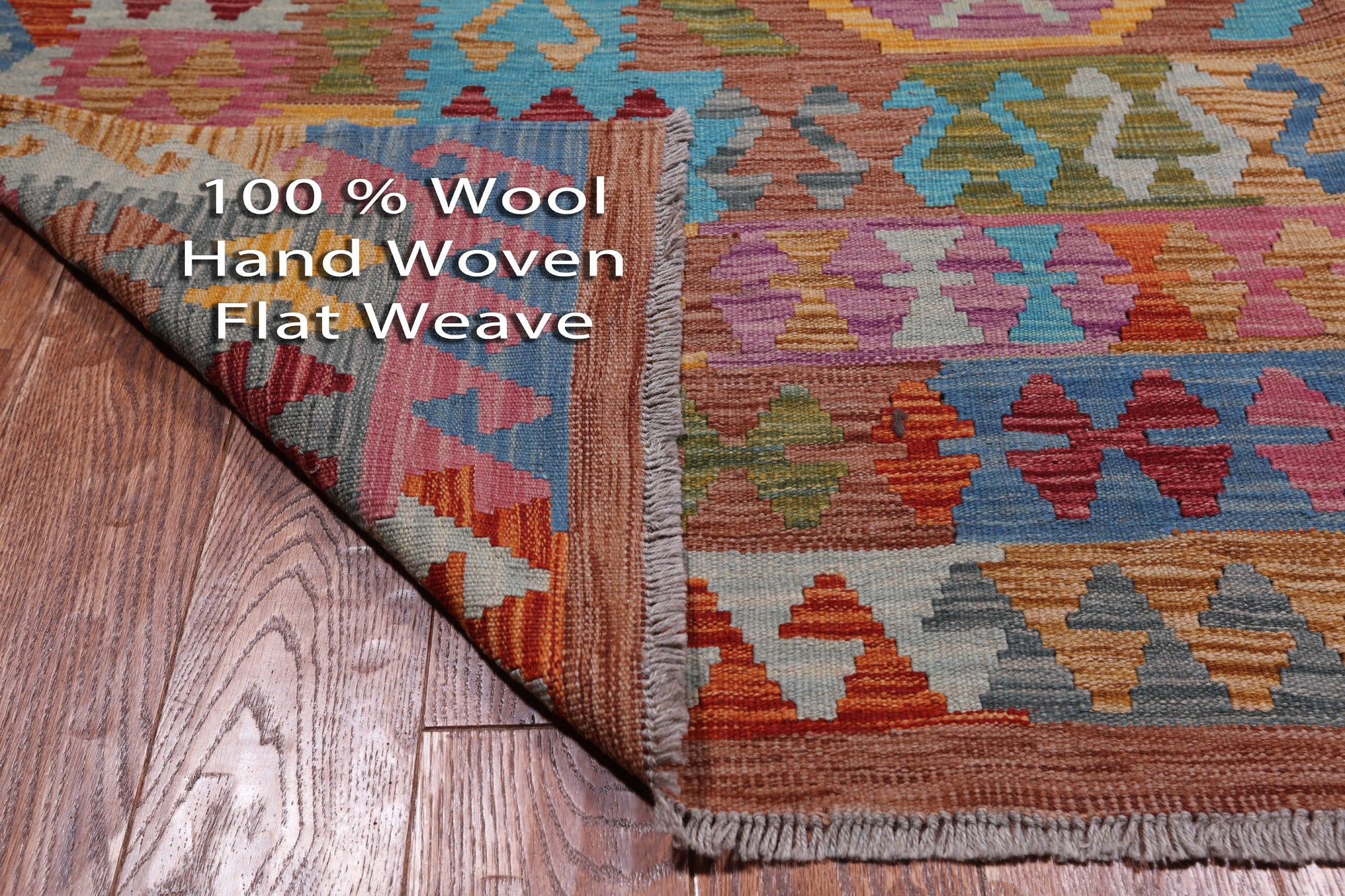 Reversible Kilim Flat Weave Wool On Wool Rug - 6' 10" X 9' 9"