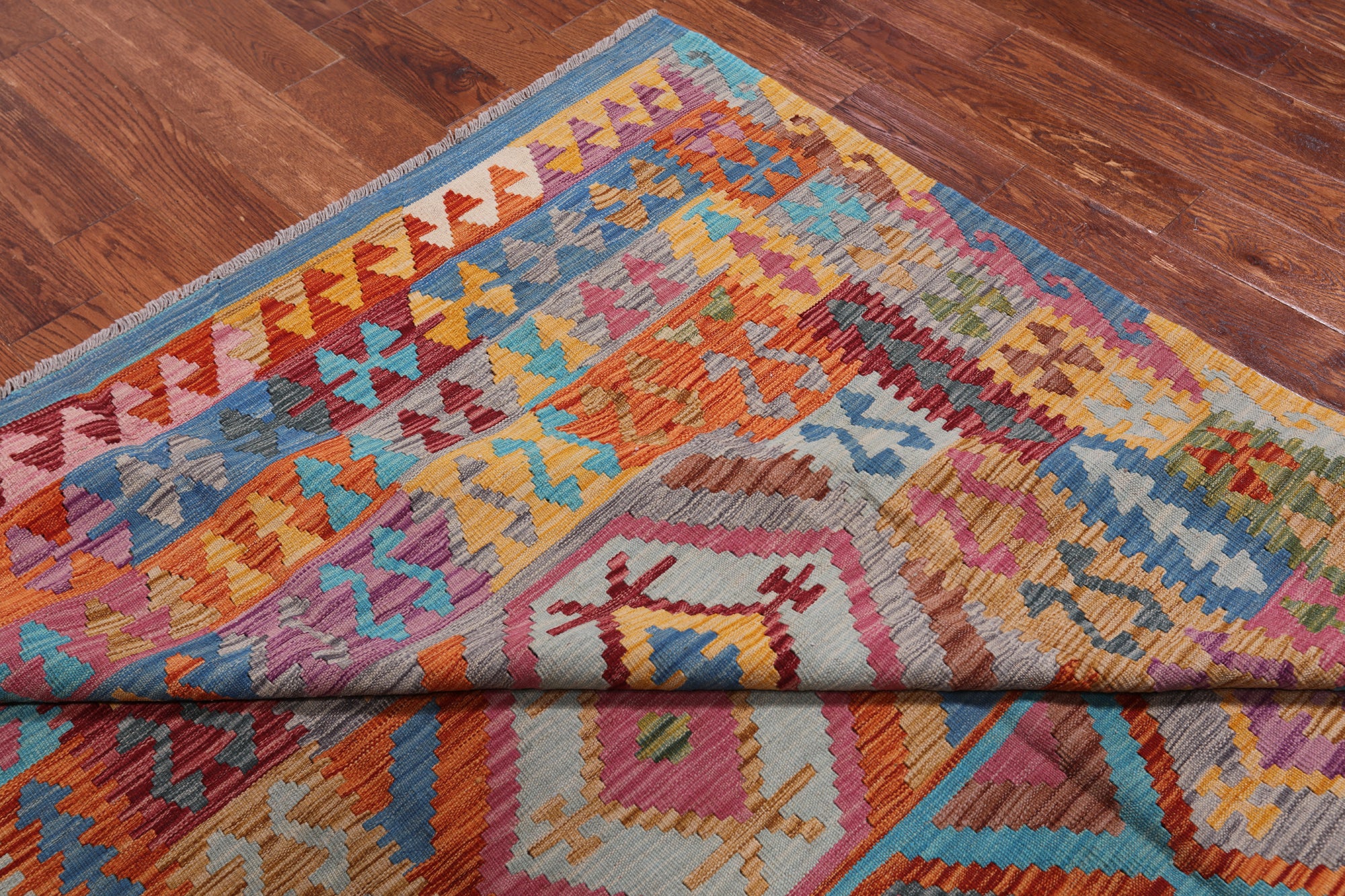 Reversible Kilim Flat Weave Wool On Wool Rug - 6' 10" X 9' 9"