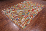 Reversible Kilim Flat Weave Wool On Wool Rug - 6' 9" X 9' 9"