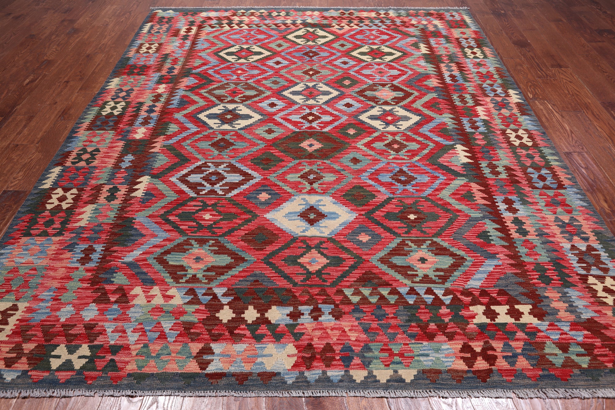 Reversible Kilim Flat Weave Wool On Wool Rug - 8' 3" X 9' 11"