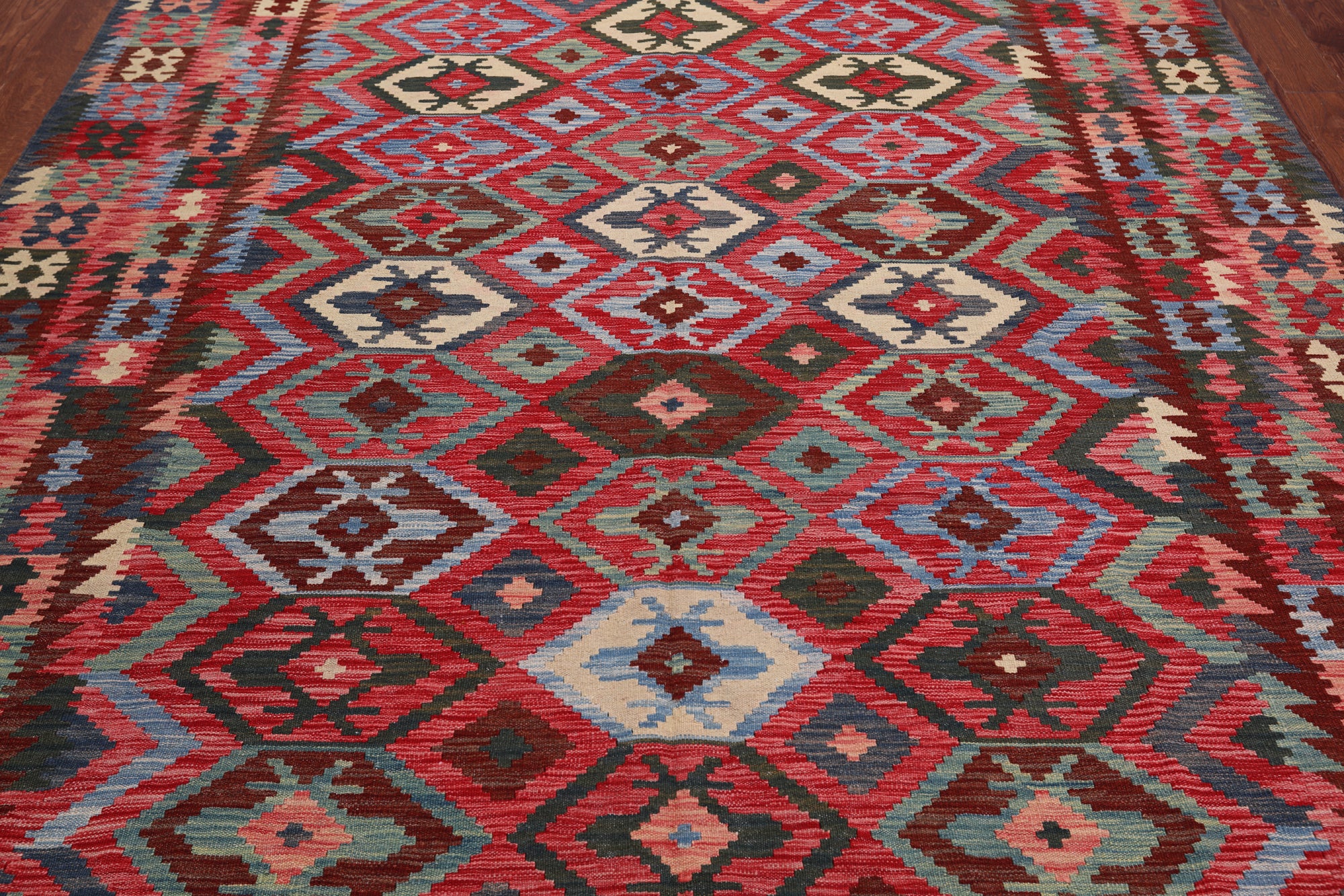 Reversible Kilim Flat Weave Wool On Wool Rug - 8' 3" X 9' 11"