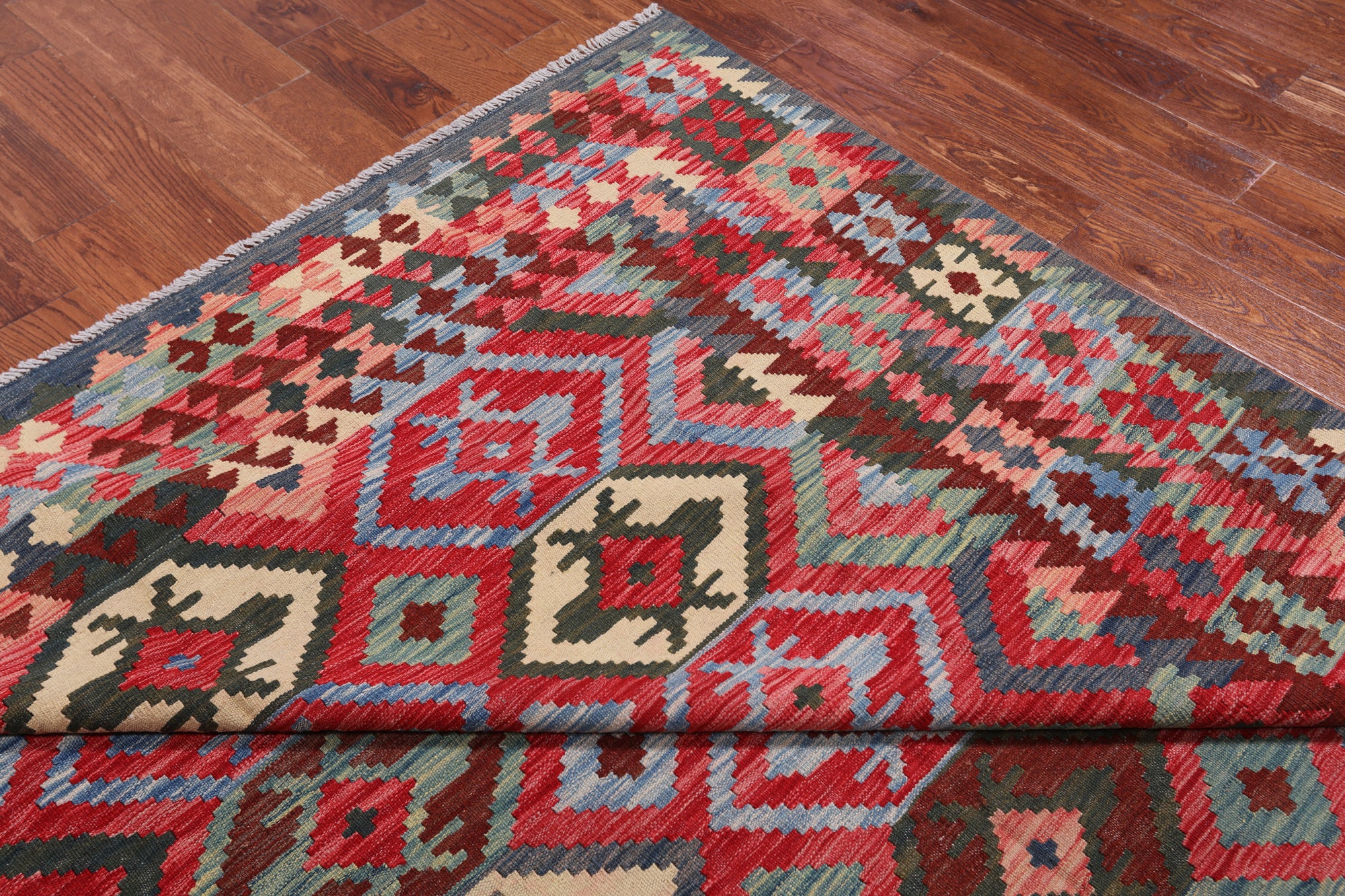 Reversible Kilim Flat Weave Wool On Wool Rug - 8' 3" X 9' 11"