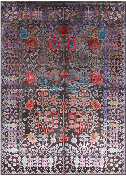 Brown Persian Tabriz Silk With Oxidized Wool Handmade Rug - 5' 6" X 7' 8"