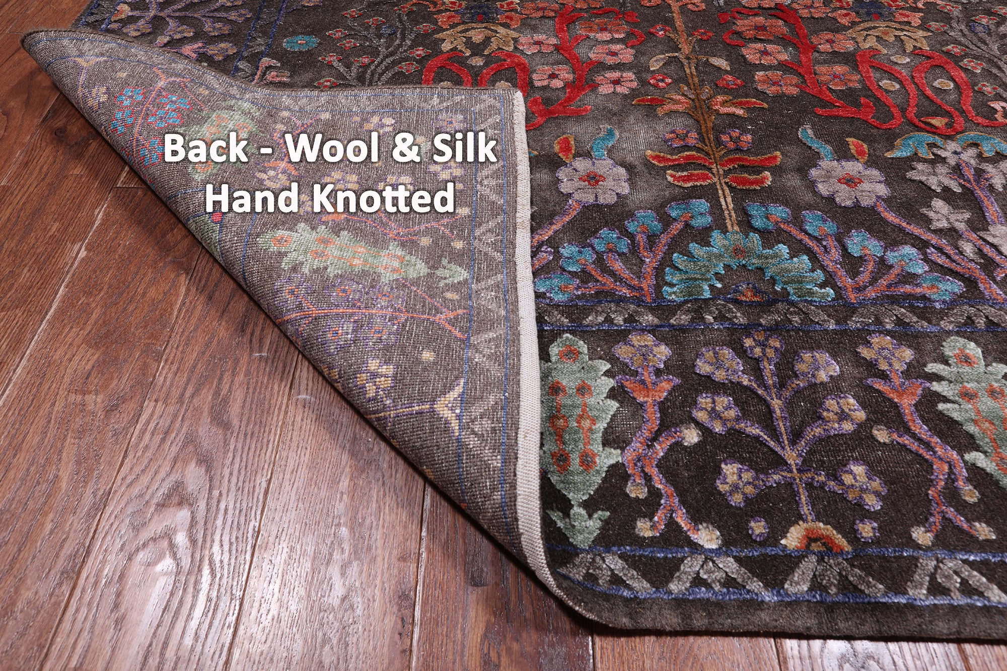 Brown Persian Tabriz Silk With Oxidized Wool Handmade Rug - 5' 6" X 7' 8"