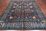Blue/Green Persian Tabriz Handmade Wool & Silk Rug - 8' 3" X 9' 10"