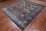 Blue/Green Persian Tabriz Handmade Wool & Silk Rug - 8' 3" X 9' 10"