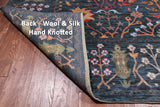 Blue/Green Persian Tabriz Handmade Wool & Silk Rug - 8' 3" X 9' 10"