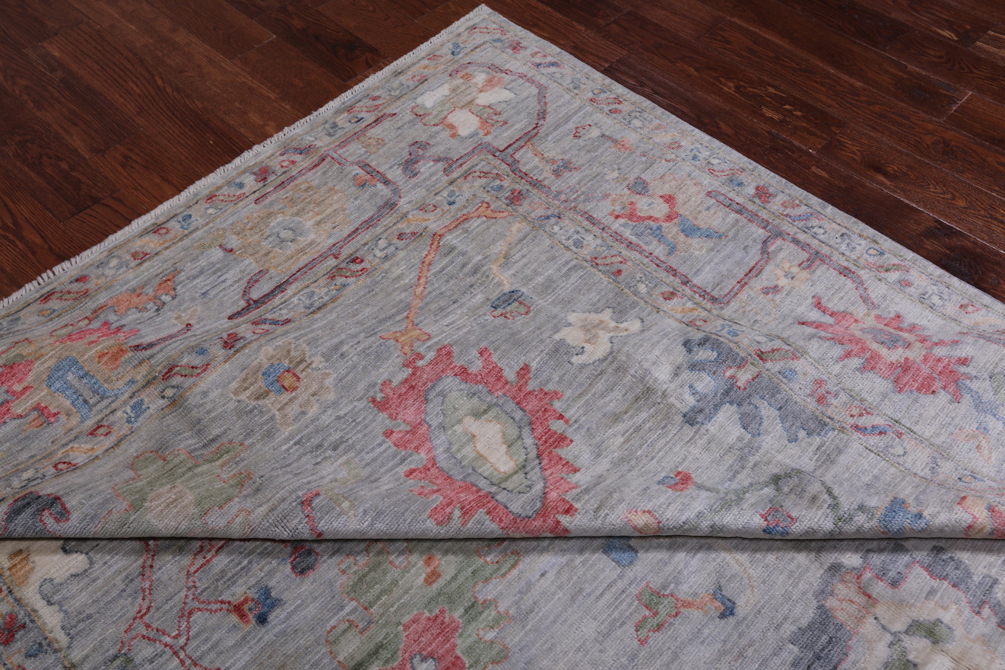 Grey Turkish Oushak Hand Knotted Wool Rug - 8' 0" X 9' 10"