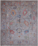 Grey Turkish Oushak Hand Knotted Wool Rug - 8' 0" X 9' 10"