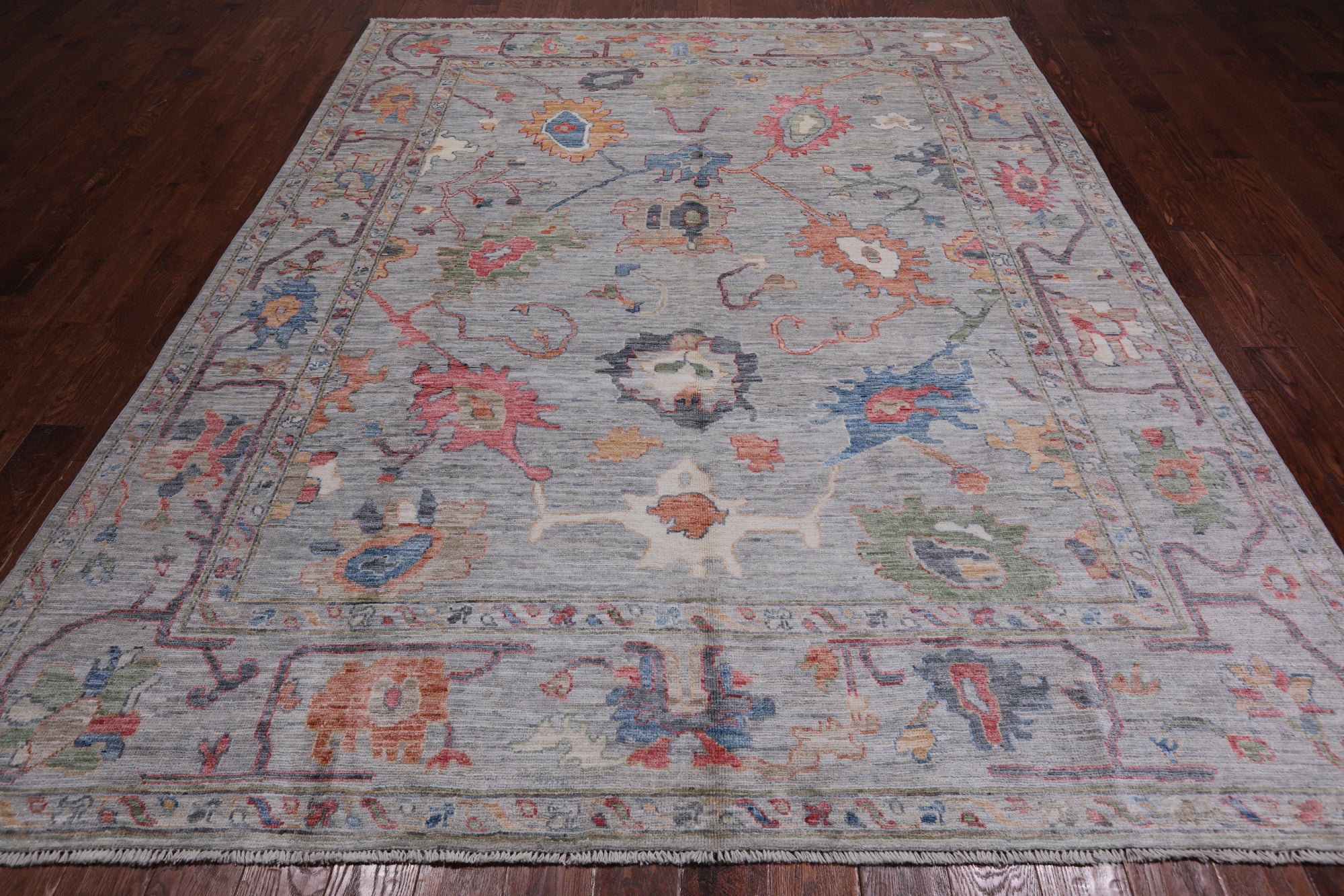 Grey Turkish Oushak Hand Knotted Wool Rug - 8' 0" X 9' 10"