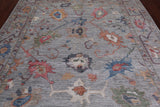 Grey Turkish Oushak Hand Knotted Wool Rug - 8' 0" X 9' 10"