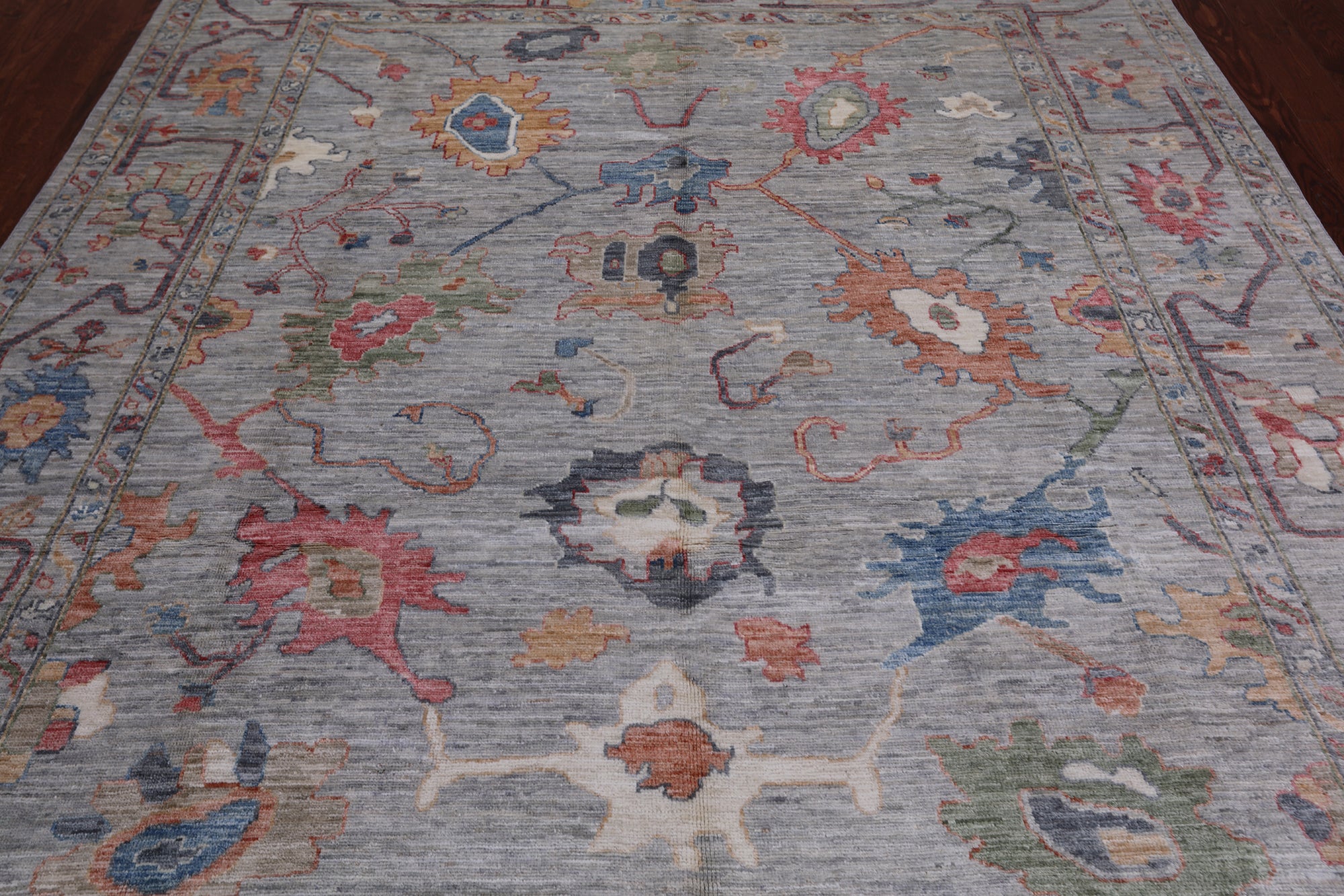 Grey Turkish Oushak Hand Knotted Wool Rug - 8' 0" X 9' 10"