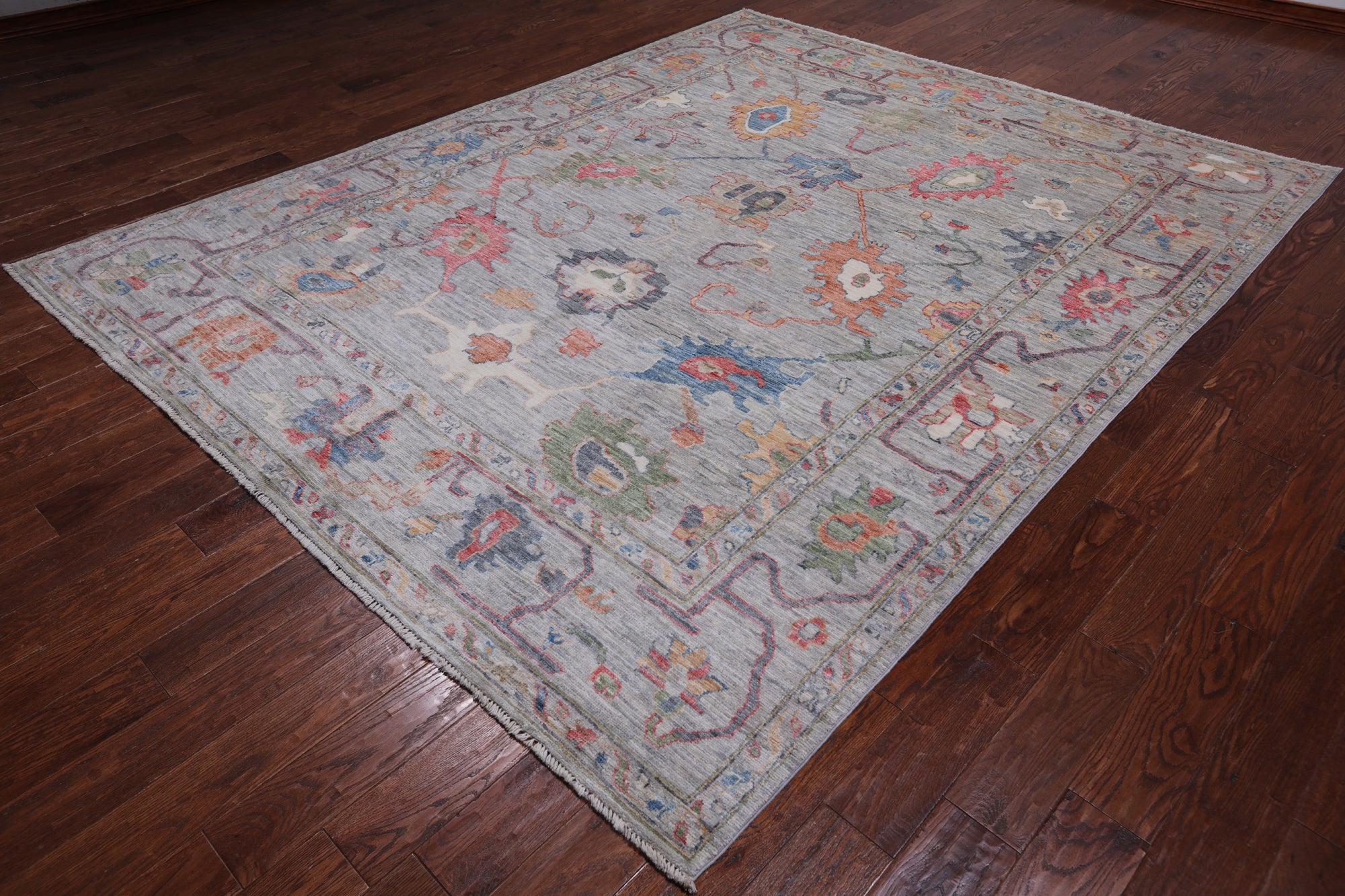 Grey Turkish Oushak Hand Knotted Wool Rug - 8' 0" X 9' 10"