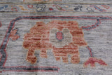 Grey Turkish Oushak Hand Knotted Wool Rug - 8' 0" X 9' 10"
