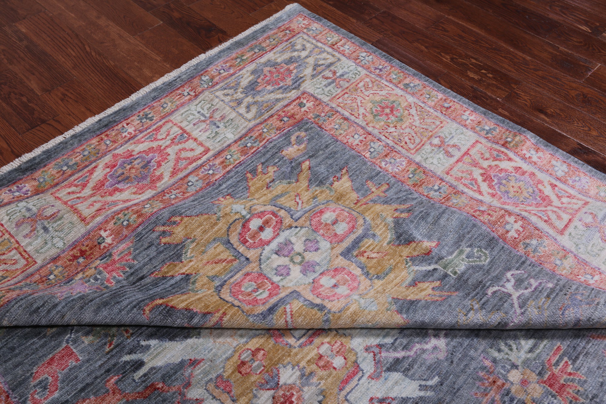 Grey Turkish Oushak Handmade Wool Rug - 7' 11" X 10' 1"
