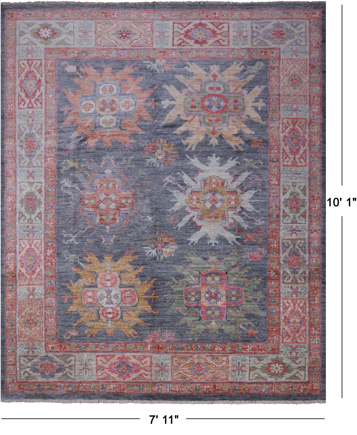 Grey Turkish Oushak Handmade Wool Rug - 7' 11" X 10' 1"