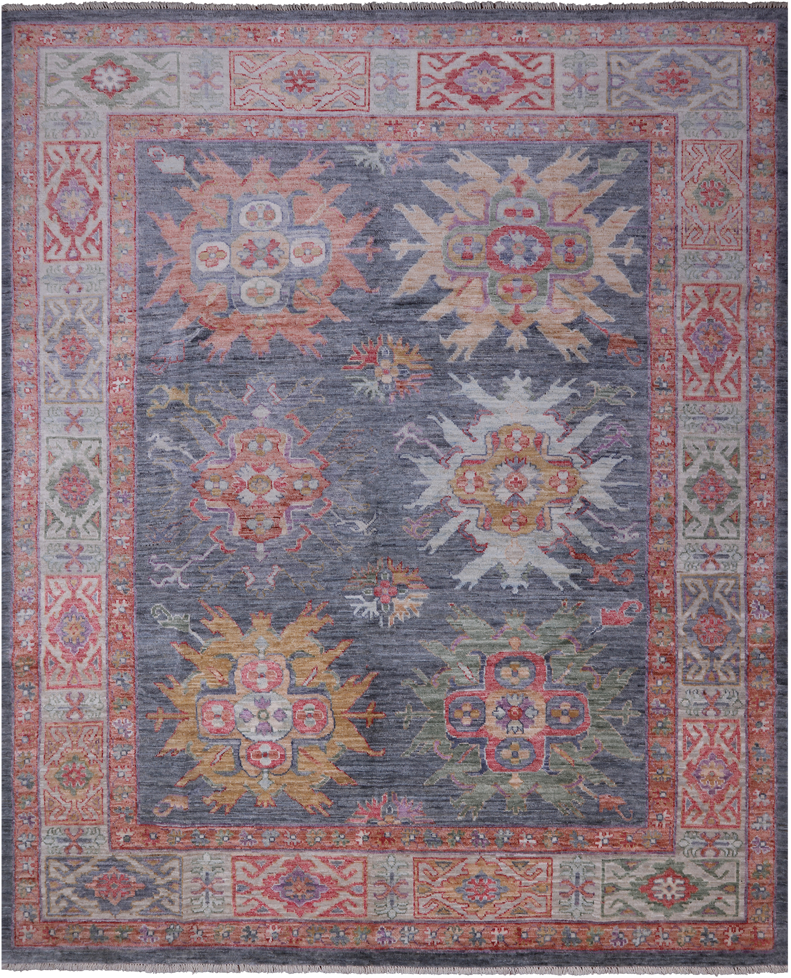 Grey Turkish Oushak Handmade Wool Rug - 7' 11" X 10' 1"