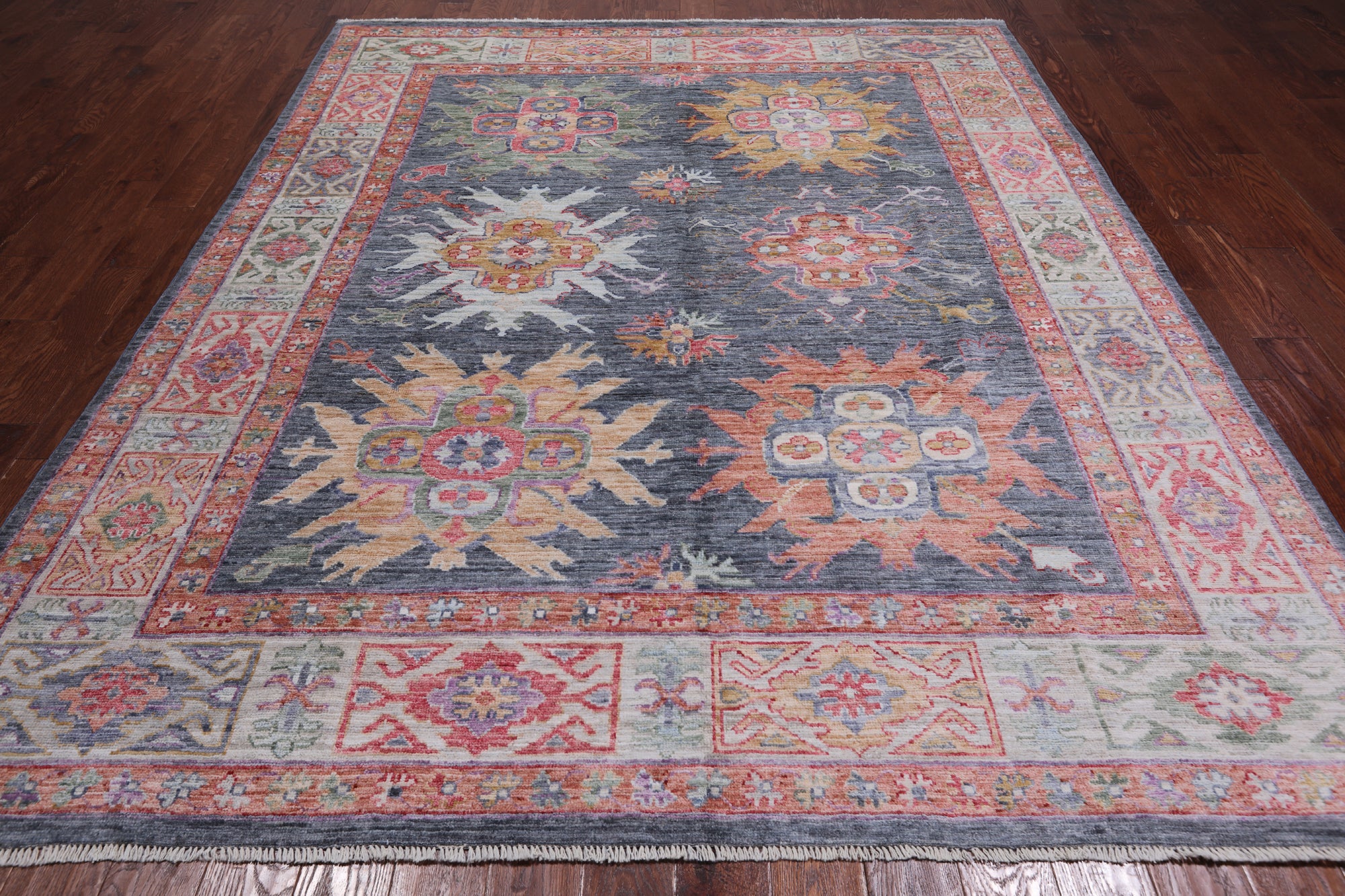 Grey Turkish Oushak Handmade Wool Rug - 7' 11" X 10' 1"