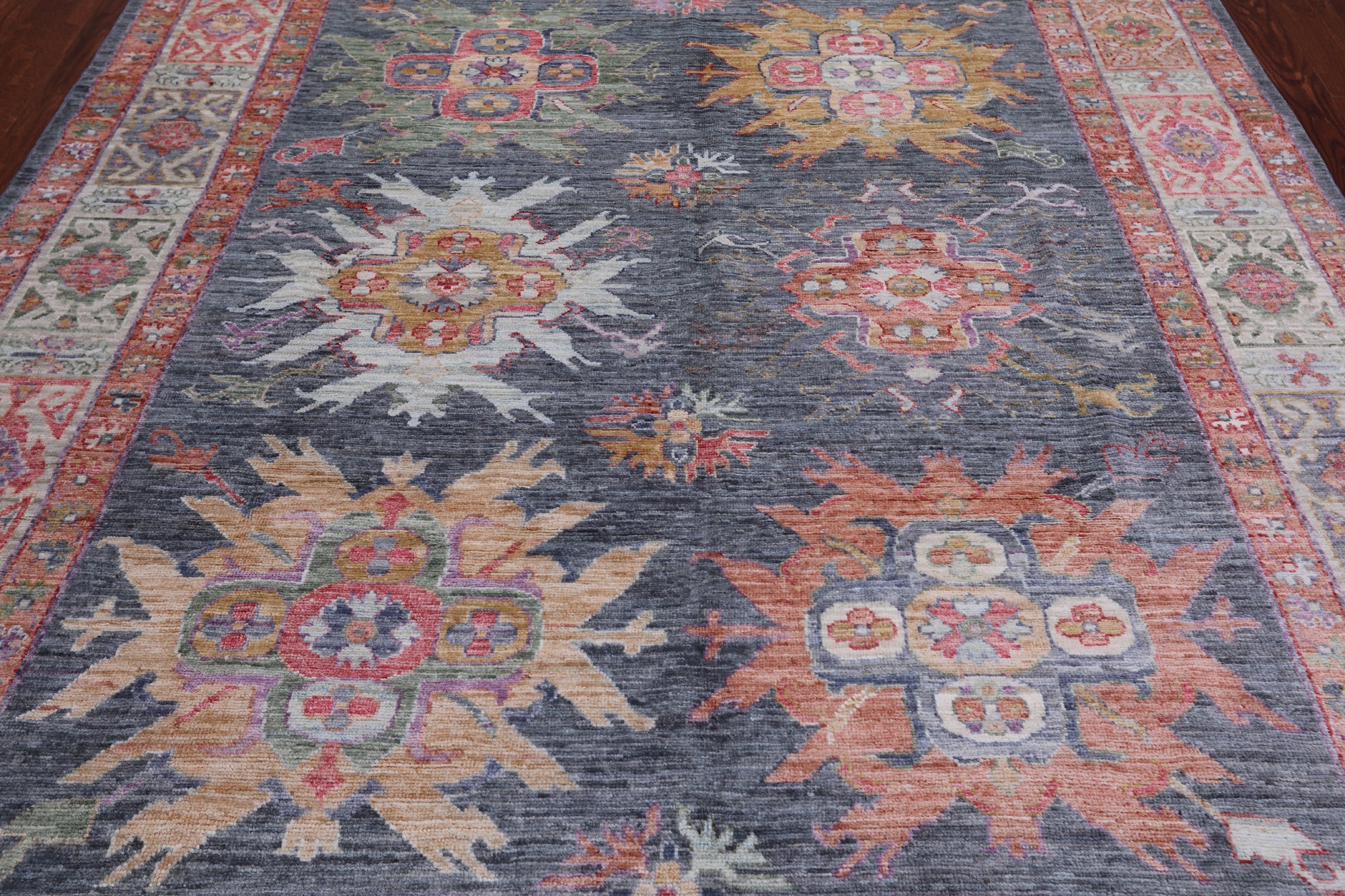 Grey Turkish Oushak Handmade Wool Rug - 7' 11" X 10' 1"