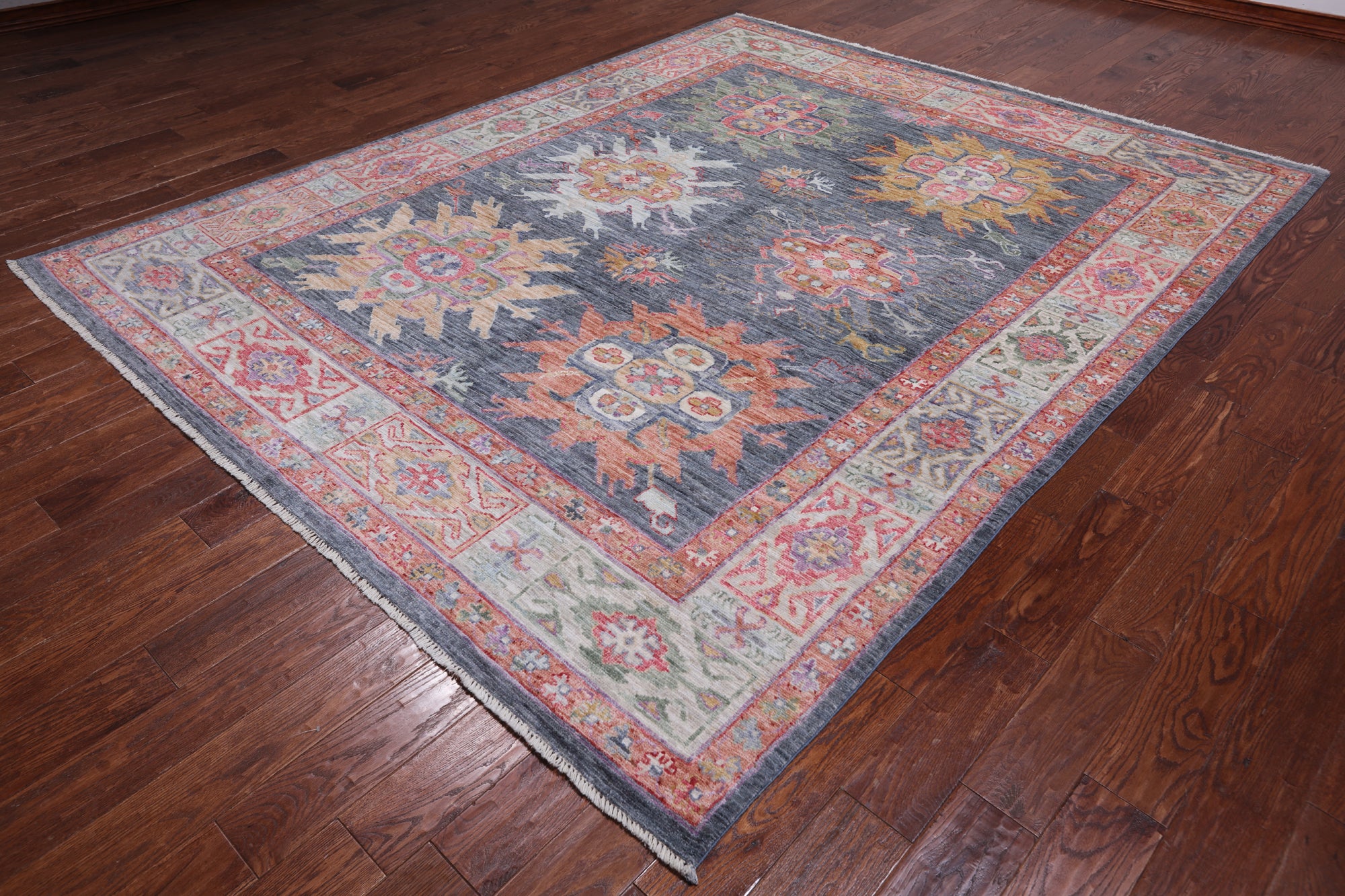 Grey Turkish Oushak Handmade Wool Rug - 7' 11" X 10' 1"