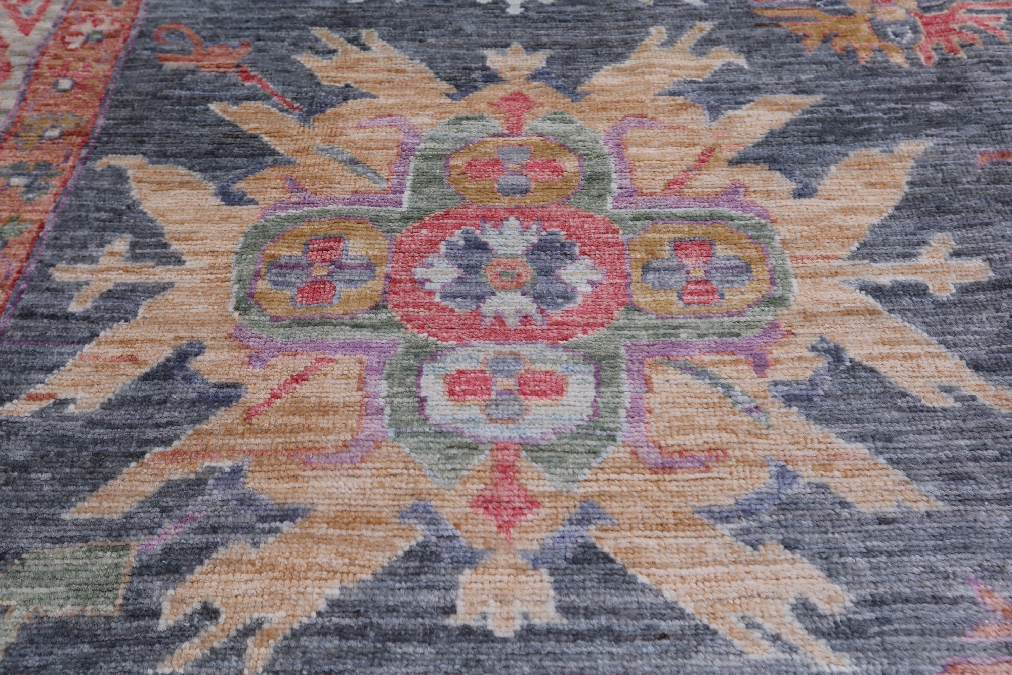 Grey Turkish Oushak Handmade Wool Rug - 7' 11" X 10' 1"