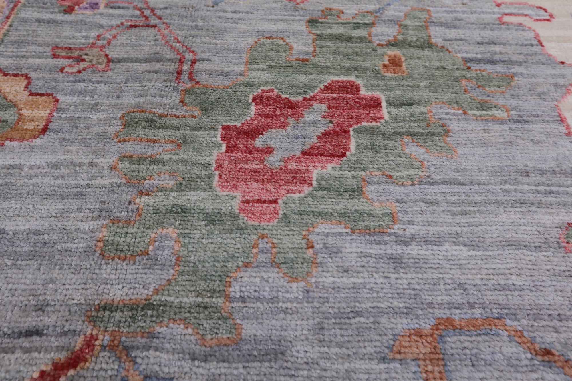 Grey Turkish Oushak Hand-Knotted Wool Rug - 8' 5" X 10' 1"