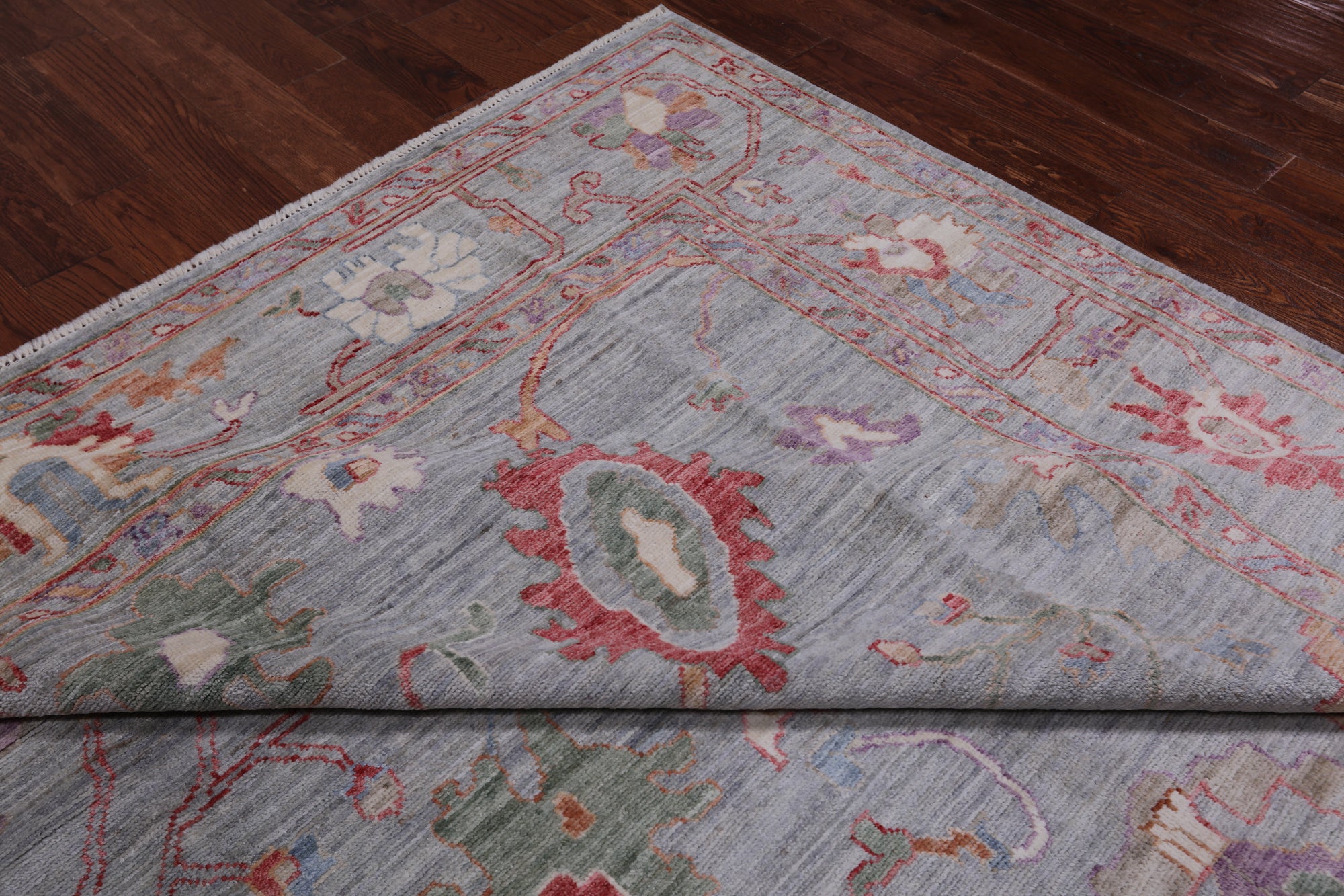 Grey Turkish Oushak Hand-Knotted Wool Rug - 8' 5" X 10' 1"