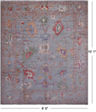 Grey Turkish Oushak Hand-Knotted Wool Rug - 8' 5" X 10' 1"