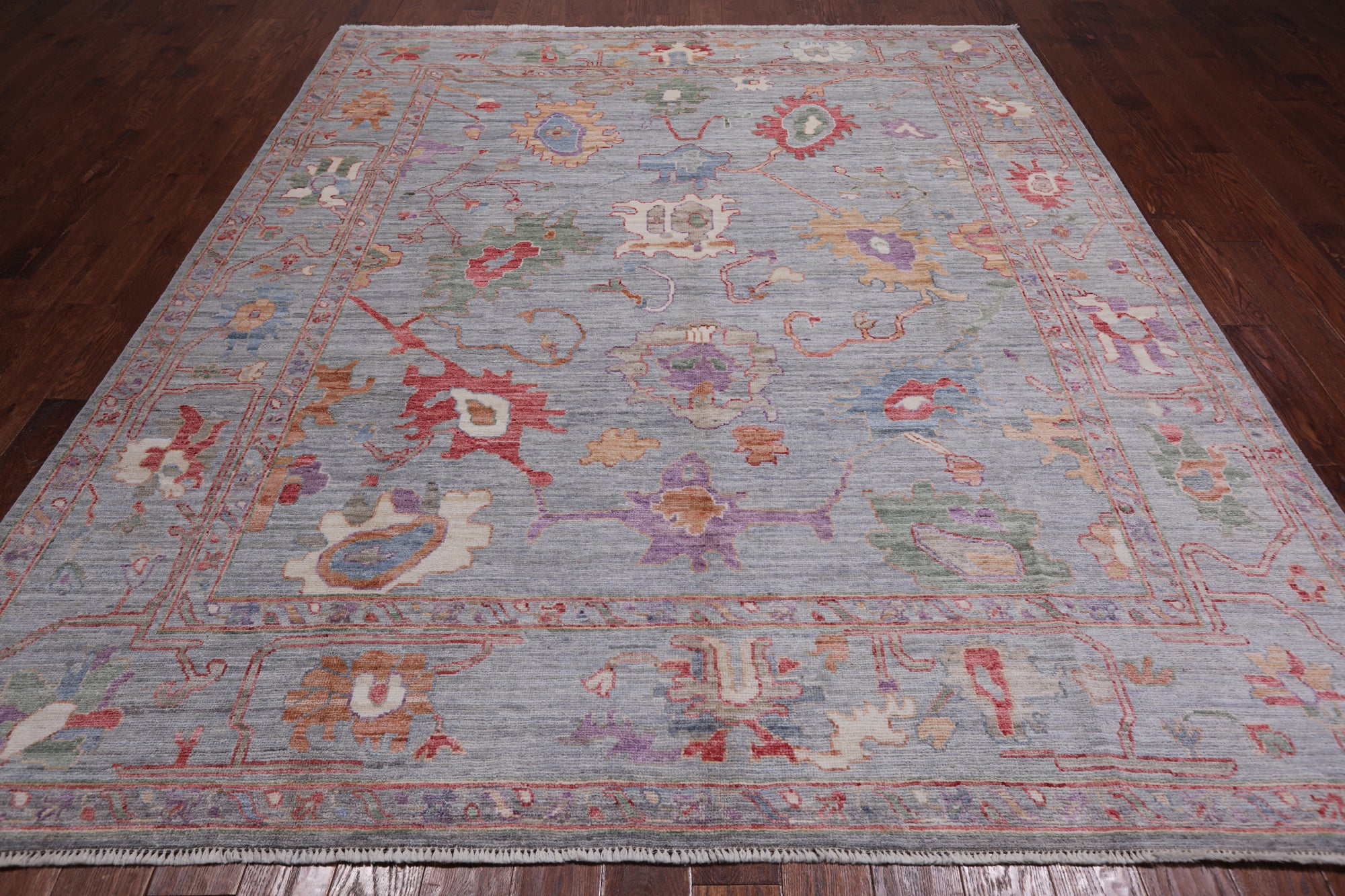 Grey Turkish Oushak Hand-Knotted Wool Rug - 8' 5" X 10' 1"