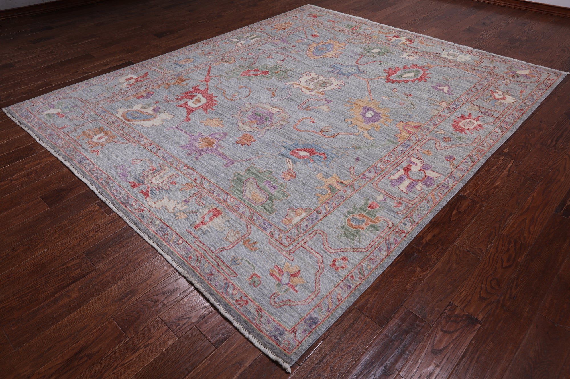 Grey Turkish Oushak Hand-Knotted Wool Rug - 8' 5" X 10' 1"