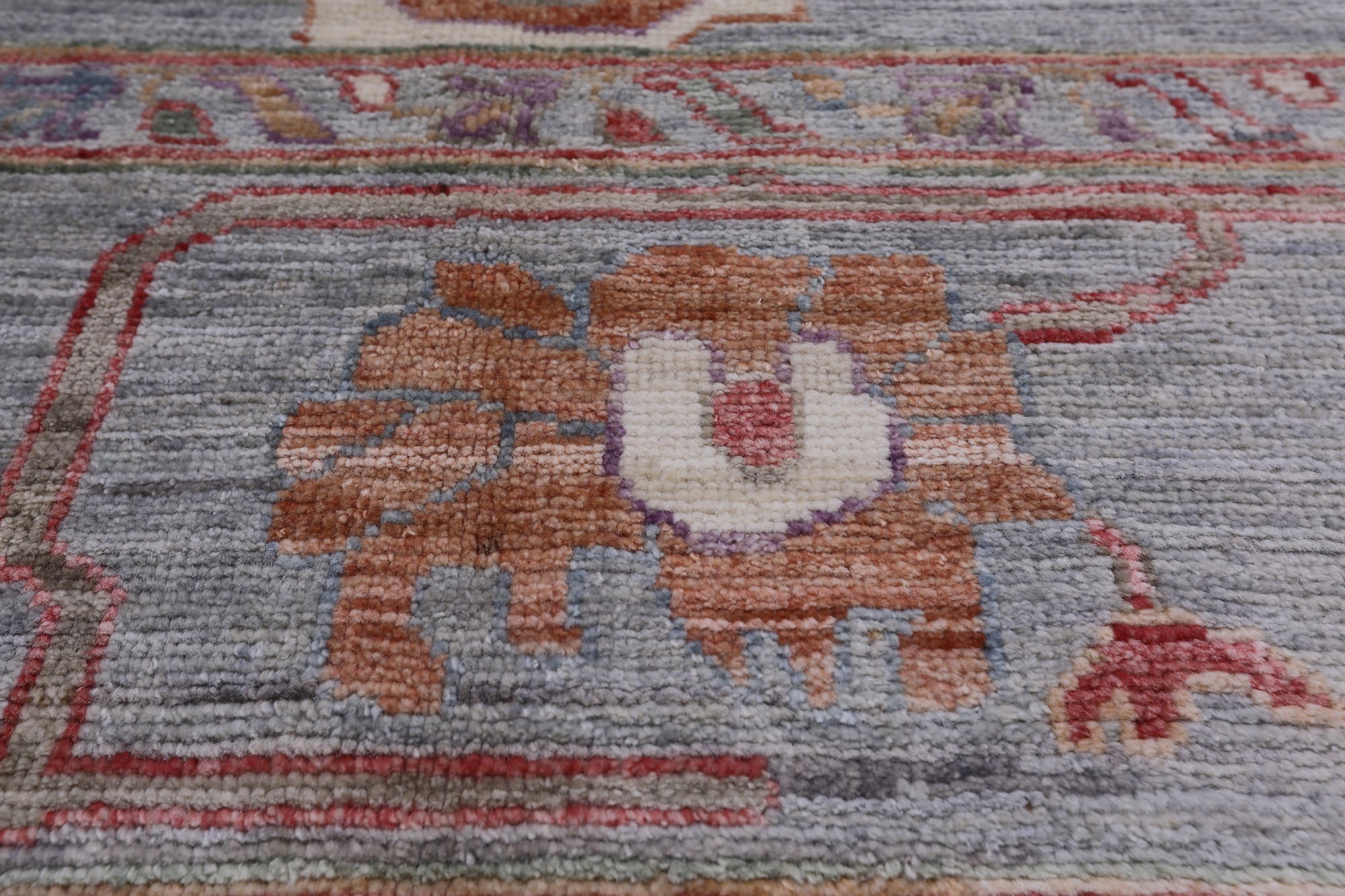 Grey Turkish Oushak Hand-Knotted Wool Rug - 8' 5" X 10' 1"