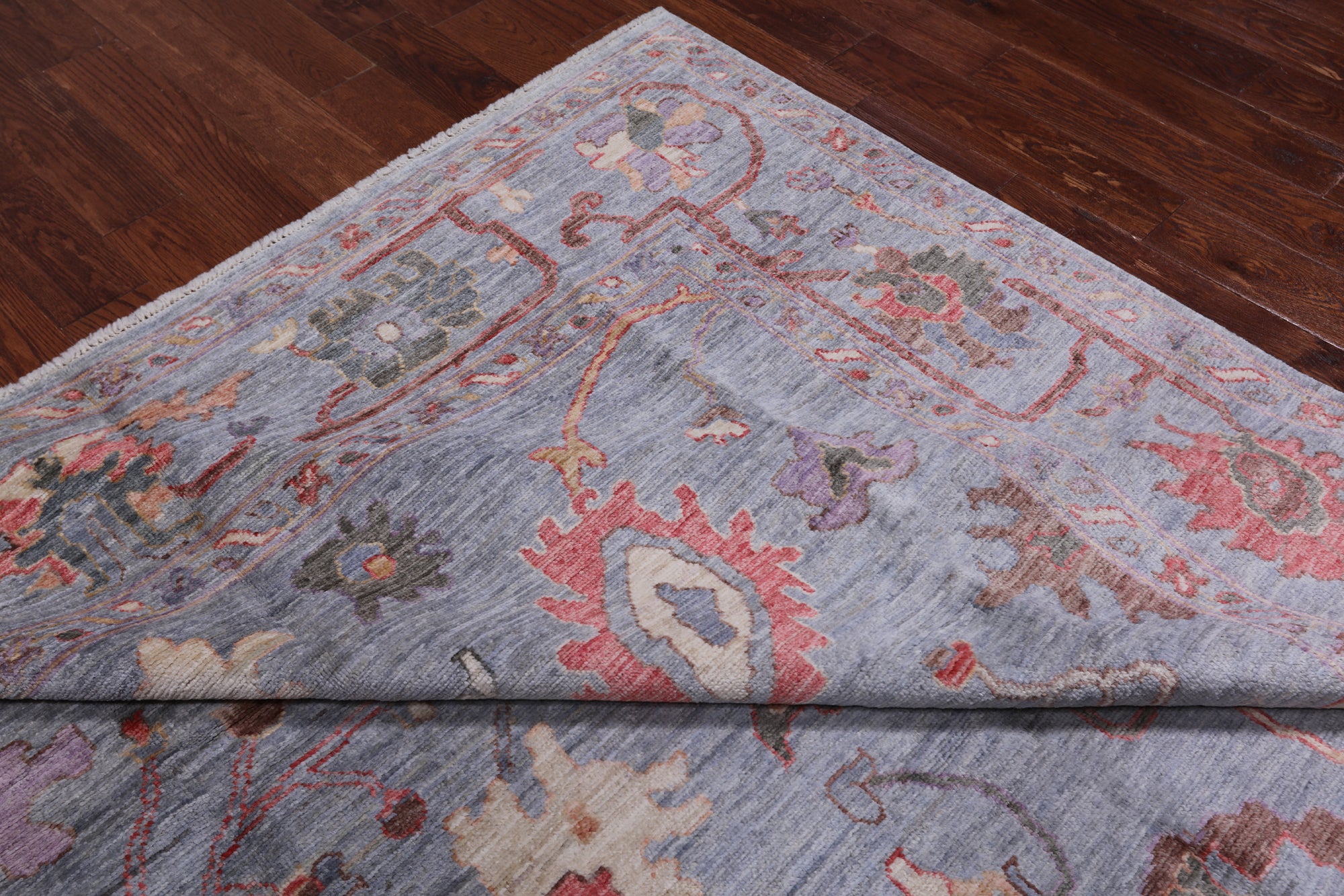 Blue Turkish Oushak Hand Knotted Wool Rug - 8' 1" X 10' 2"