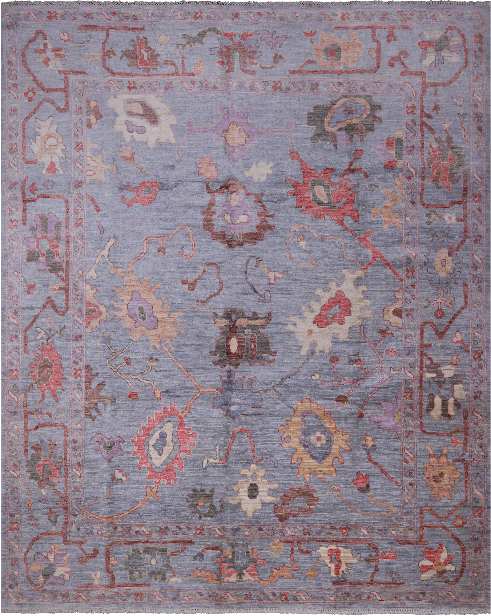 Blue Turkish Oushak Hand Knotted Wool Rug - 8' 1" X 10' 2"