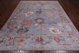 Blue Turkish Oushak Hand Knotted Wool Rug - 8' 1" X 10' 2"