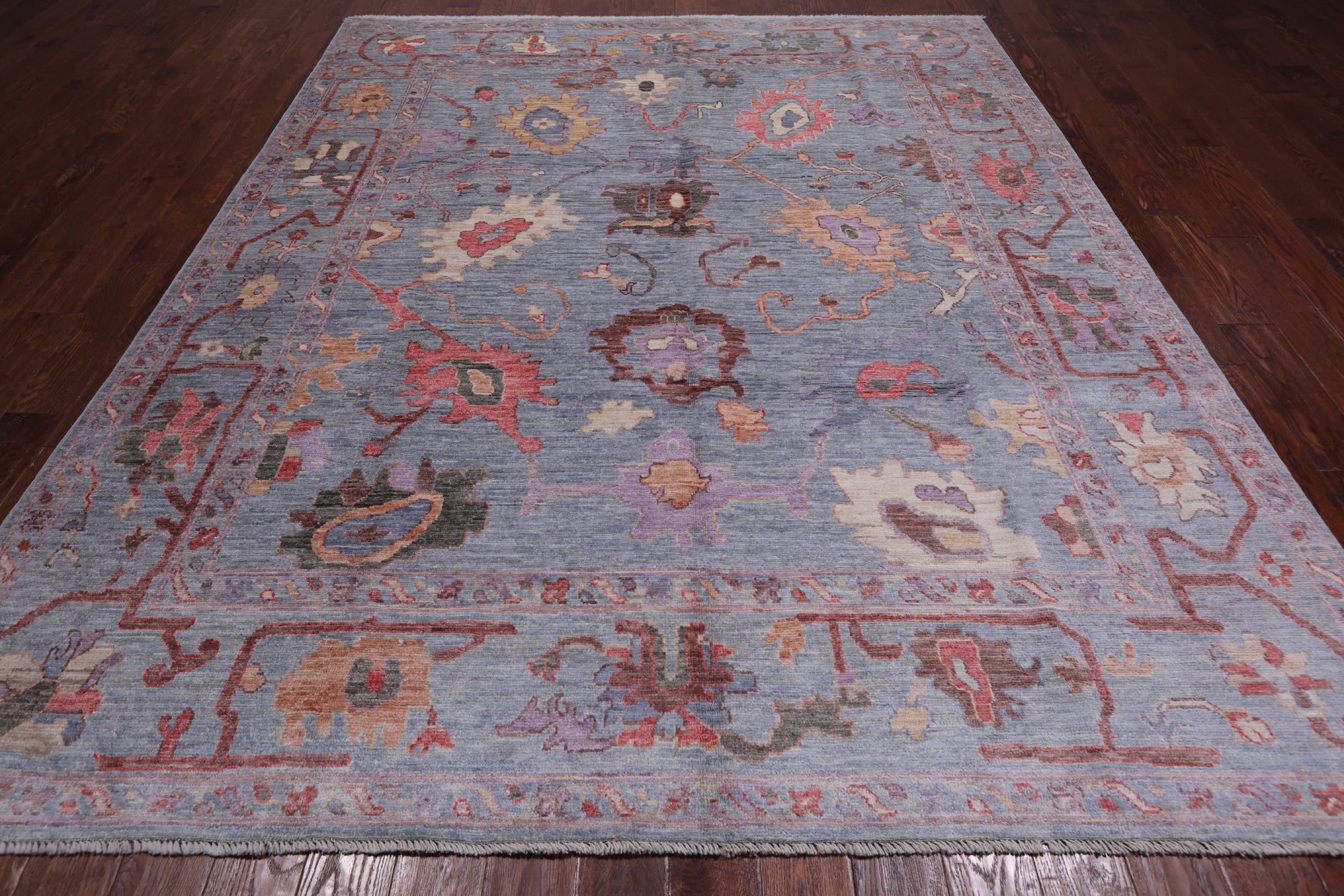 Blue Turkish Oushak Hand Knotted Wool Rug - 8' 1" X 10' 2"