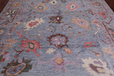 Blue Turkish Oushak Hand Knotted Wool Rug - 8' 1" X 10' 2"