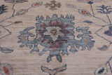 Ivory Turkish Oushak Hand Knotted Wool Rug - 8' 3" X 10' 2"