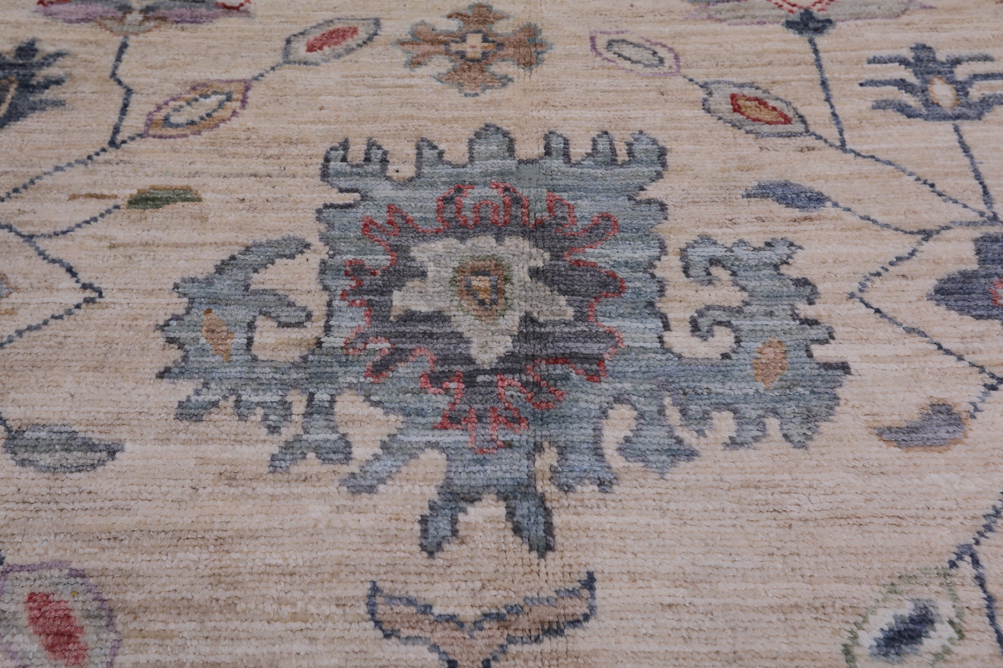 Ivory Turkish Oushak Hand Knotted Wool Rug - 8' 3" X 10' 2"