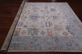 Ivory Turkish Oushak Hand Knotted Wool Rug - 8' 3" X 10' 2"