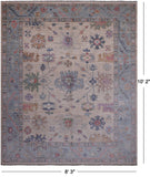 Ivory Turkish Oushak Hand Knotted Wool Rug - 8' 3" X 10' 2"