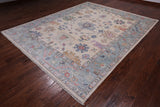 Ivory Turkish Oushak Hand Knotted Wool Rug - 8' 3" X 10' 2"