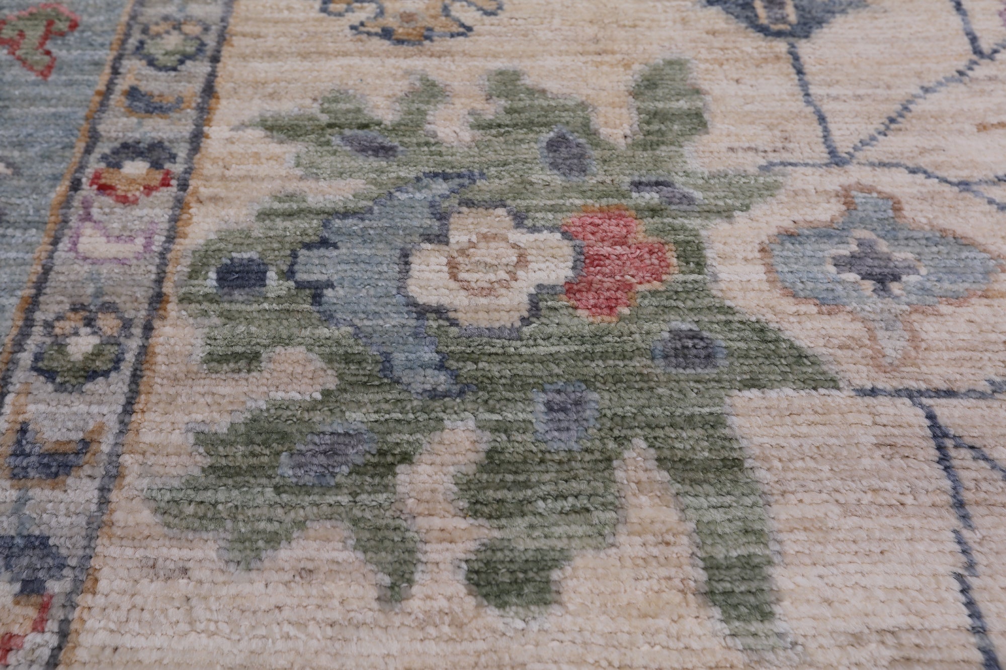 Ivory Turkish Oushak Hand Knotted Wool Rug - 8' 3" X 10' 2"