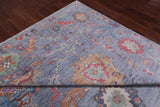 Blue/Grey Turkish Oushak Handmade Wool Rug - 9' 0" X 11' 11"