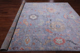 Blue/Grey Turkish Oushak Handmade Wool Rug - 9' 0" X 11' 11"