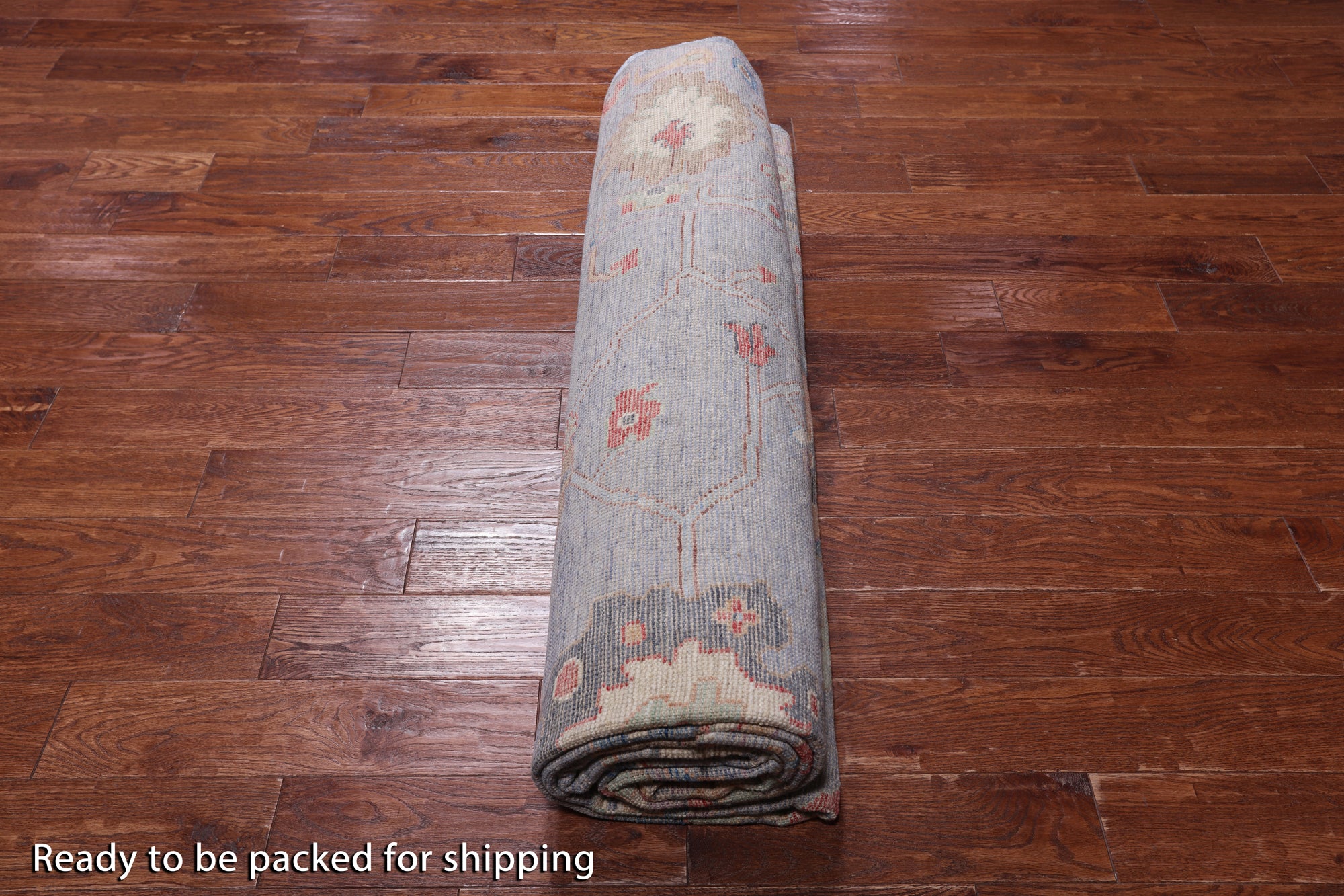 Blue/Grey Turkish Oushak Handmade Wool Rug - 9' 0" X 11' 11"