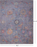 Blue/Grey Turkish Oushak Handmade Wool Rug - 9' 0" X 11' 11"