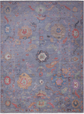Blue/Grey Turkish Oushak Handmade Wool Rug - 9' 0" X 11' 11"