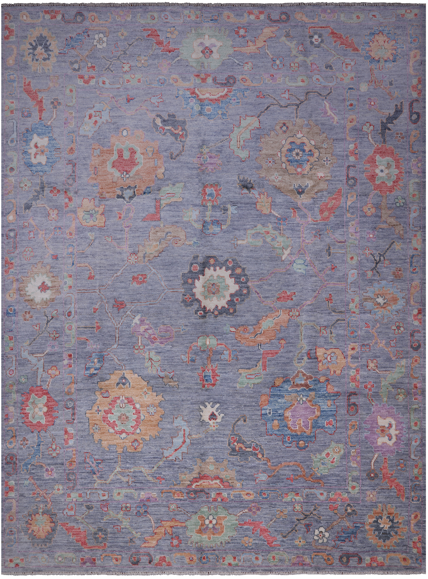 Blue/Grey Turkish Oushak Handmade Wool Rug - 9' 0" X 11' 11"